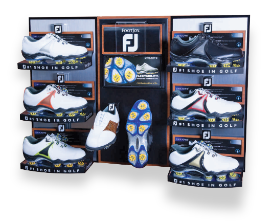 Pro Shops & Specialty Retailers&nbsp; Materials Acrylic, matte Black & Silver Styrene, Black powdercoated Steel, Black Laminate, Printed Graphics